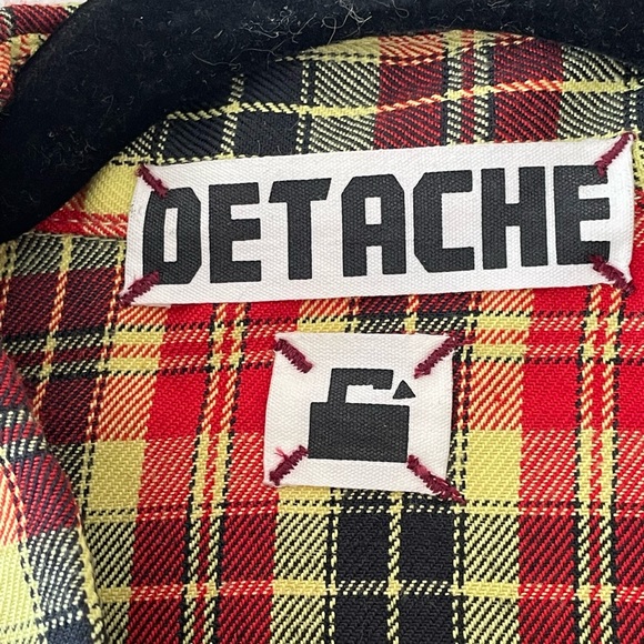 Detache Labs Yellow Plaid Button Down Shirt, Western Style Detail, Men's XL - Picture 5 of 11